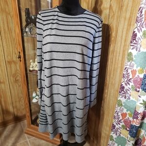 J. Jill Charcoal and Black Striped Long Sleeve Dress